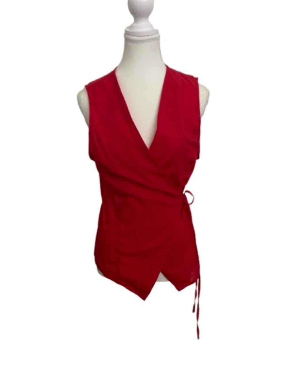 Petal & Pup Red Sleeveless Wrap Blouse